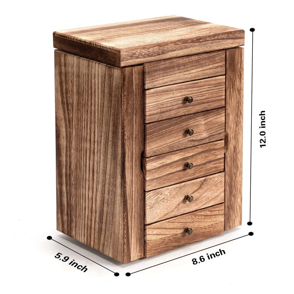 Poyilooo Large Jewelry Boxes for Women Girls, 9"x 5.9"x 12" Wooden 5-Layers Jewelry Organizer and Storage With Drawer, Suitable for Earring, Ring, Necklace, Bracelet. Gifts for Women Poyilooo