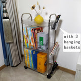 TENBOAT Narrow Places 3 Tier Transparent Bathroom Rolling Storage Cart Clear Toilet Side Storage Shelf Tight Spaces Organizer Rack Mobile Shelving Unit with Wheels Utility Cart (Mini Size) TENBOAT