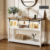 Whalefall Visual Console Table with Power Outlets, 46" Farmhouse Entryway Table with Storage, Narrow Long Sofa Table with LED Light for Living Room, Hallway, Behind Couch Whalefall