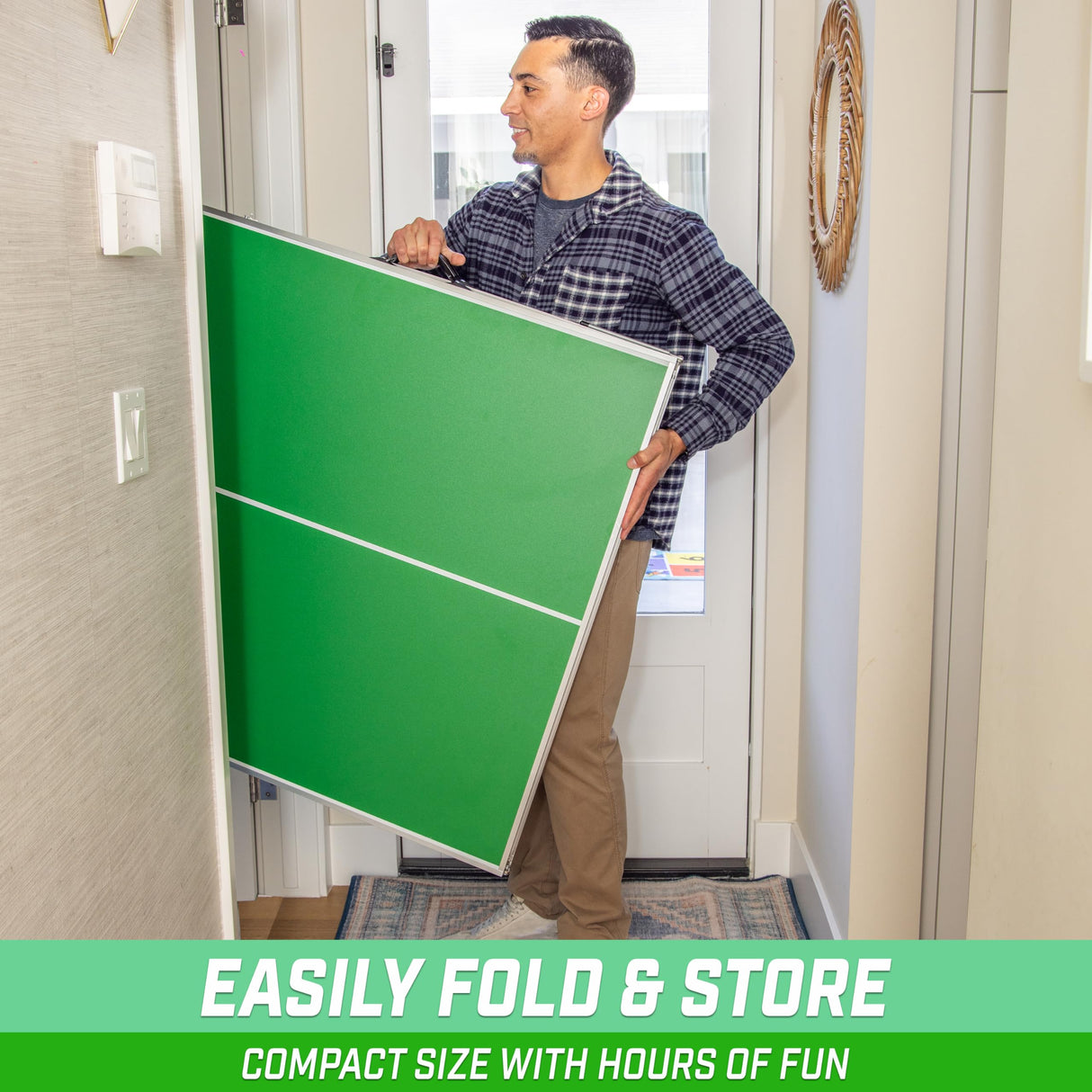 GoSports 6 x 3 ft Mid-Size Table Tennis Table Set with Adjustable Height - Green GoSports