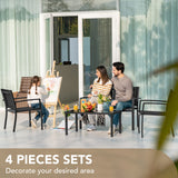 Devoko 4 Pieces Patio Furniture Set Outdoor Garden Patio Conversation Sets Poolside Lawn Chairs with Glass Coffee Table Porch Furniture (Black) Devoko