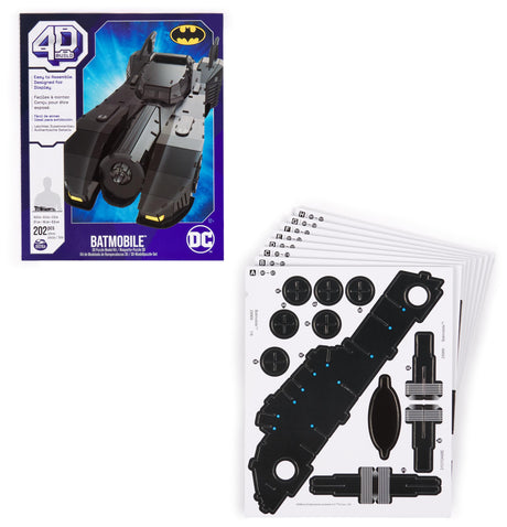 4D Build, DC Batman Retro Batmobile 3D Puzzle Model Kit with Stand 202 Pcs, Batman Toys Desk Décor, Building Toys, 3D Puzzles for Adults & Teens 12+ 4D Build