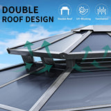 YITAHOME 10X12FT Hardtop Polycarbonate Gazebo Outdoor Patio Double Top Canopy Galvanized Iron Aluminum Column Garden Tent Curtains Netting for Backyards Decks Lawns,Gray YITAHOME