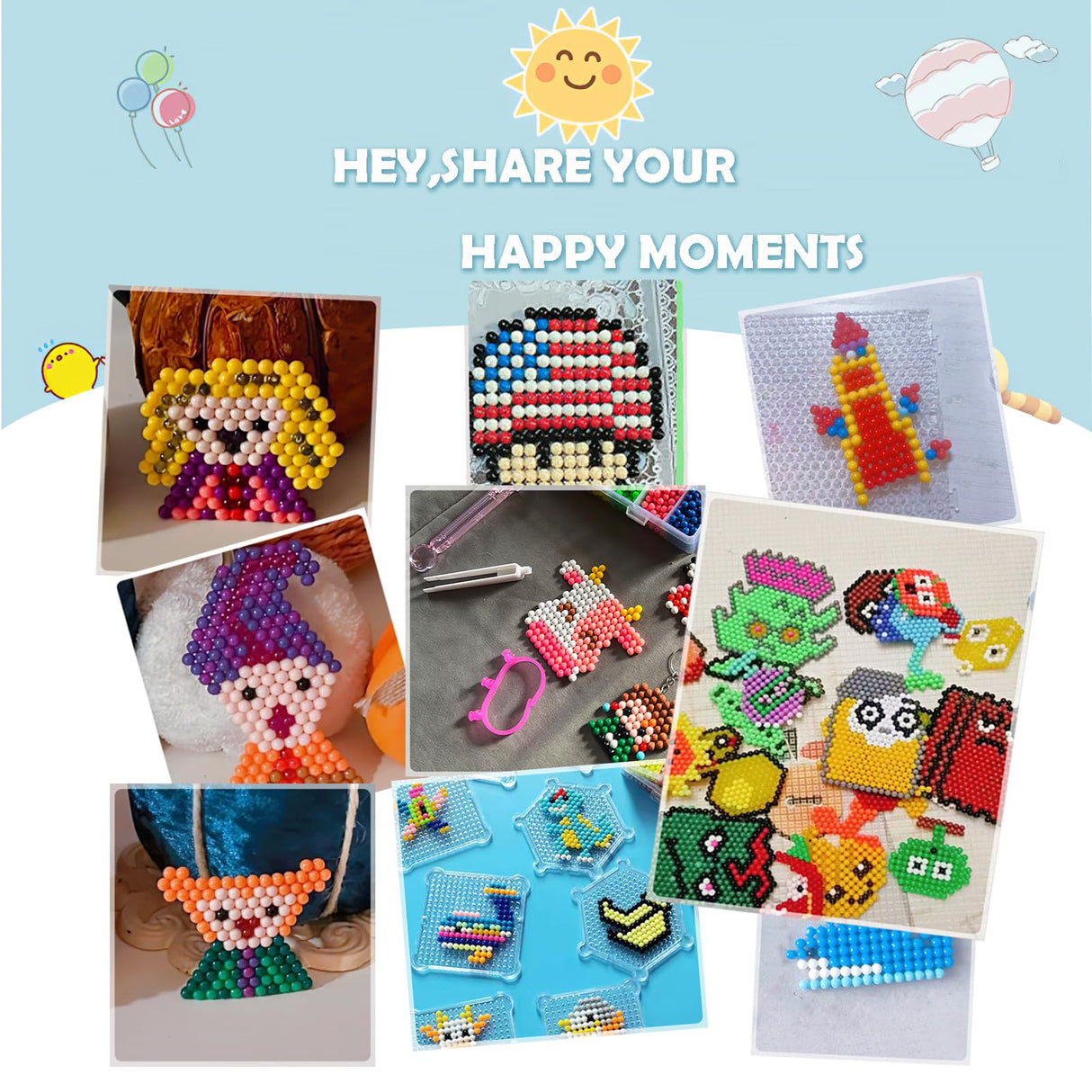 KACAGA Non-Iron Fuse Beads Over 6000 Arts Crafts Bead and Accessories Set Refill No Heat Creative DIY Starter Kit Toys for Kids KACAGA