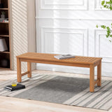 OC Orange-Casual 51" Acacia Wood Outdoor Bench, Backless Patio Dining Bench with Slatted Seat for Garden, Poolside & Entryway OC Orange-Casual