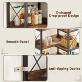 IRONCK Bookshelves 5 Tiers, Corner Bookshelf with Baffles, Bookcase and Bookshelf with Doors, Industrial Display Bookshelves for Living Room, Kitchen IRONCK