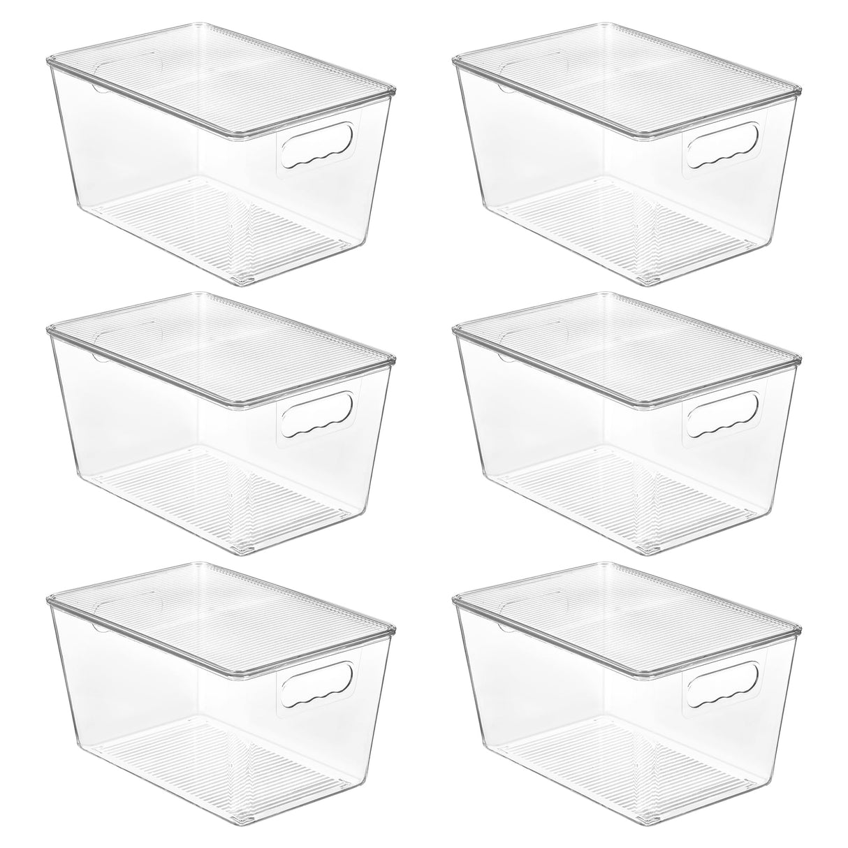 Vtopmart 6 Pack Clear Stackable Storage Bins with Lids, Large Plastic Containers with Handle for Pantry Organizer and Storage,Perfect for Bathroom,Cabinet,Kitchen,Fridge,Closet Organization Vtopmart