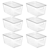 Vtopmart 6 Pack Clear Stackable Storage Bins with Lids, Large Plastic Containers with Handle for Pantry Organizer and Storage,Perfect for Bathroom,Cabinet,Kitchen,Fridge,Closet Organization Vtopmart