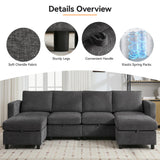 WUTUTUEE 58”Modular Sectional Loveseat Sofa, Modern Love Seat 2 Seater Sofa Couch with Storage, Chenille Modular Sectional Couch for Living Room, Bedroom, Office, Small Apartment, Dark Grey WUTUTUEE