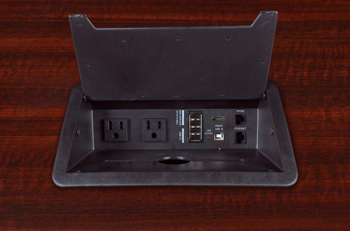 Regency with with Power Data Grommet Legacy Modular Racetrack Conference Table, 168-inch, Mahogany Regency