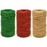 Gift Boutique Christmas Baker's Jute Twine, 3 Rolls of Red, Green and Natural Holiday Decorative String for Arts 'n' Crafts, Packing, Wrapping and Party Supplies, 450 Feet Gift Boutique