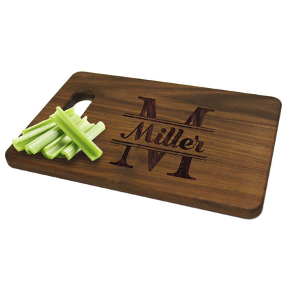 Custom Personalized Walnut Wooden Cutting Board - Wedding Anniversary for Couples - Engraved and Monogrammed (SMALL - 9" x 6") - WoodArtSupply