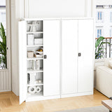 Letaya Metal Garage Storage Cabinets with Lock Door and Adjustable Shelves, Steel Tool Cabinets for Home,Office,Warehouse Organisieren (White, 72" H) Letaya