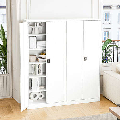Letaya Metal Garage Storage Cabinets with Lock Door and Adjustable Shelves, Steel Tool Cabinets for Home,Office,Warehouse Organisieren (White, 72" H) Letaya