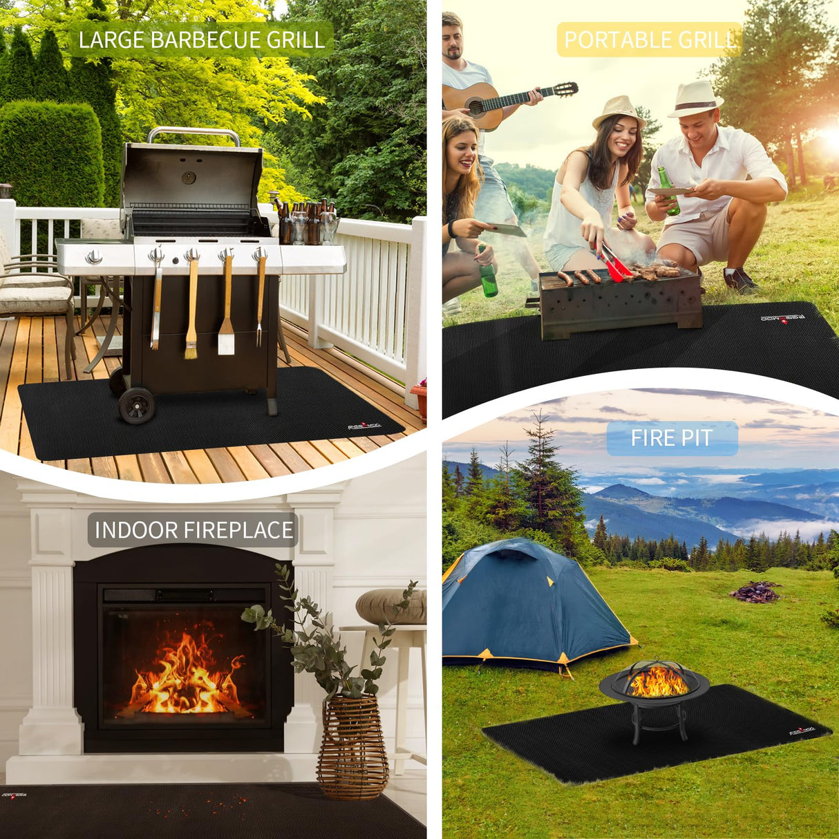 48 x 30 Inches Under Grill Mat for Outdoor Grill, Double-Sided Fireproof grill Mat, Indoor Fireplace Mat Fire Pit Mat, Waterproof Oil-Proof BBQ Floor Pads, Deck and Patio Protectors Mat RERAMDO