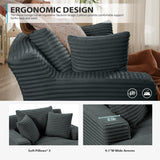 50 Inch Chaise Lounge Chair Indoor, Oversized Corduroy Upholstered Boneless Sofa Bed, Deep Seat Sleeper Couch Reading Chairs, Cloud Sofas Couches for Living Room, No Assembly Required (Dark Grey) ivoros