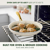 GreenPan Swift 12 Piece Cookware Pot and Pans Set, PFAS & PFOA-Free Healthy Ceramic Nonstick, Gold Stainless Steel Handle, Versatile Cooking Essentials, Dishwasher & Oven Safe, Cream GreenPan