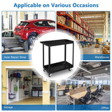 TUFFIOM 2 Tier Rolling Tool Cart, 220 LBS Capacity Industrial Service Cart w/Wheels, 2 Shelf Steel Utility Cart, Tool Storage Organizer for Mechanic, TUFFIOM