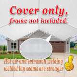 Strong Camel Carport Conopy Cover 10'x20' Replacement for Car Tent Outdoor Top Garage Shelter with Ball Bungees,Without Edge,White(Only Cover, Frame Strong Camel