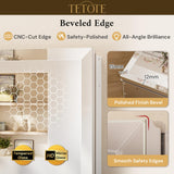 TETOTE 15 x 26 Bathroom Mirror with Storage with Tempered Beveled Mirror Silver Medicine Cabinet Aluminum Cabinet DTC Hinges, Stepless Adjustable Shelves, Recessed/Surface-Mounted TETOTE