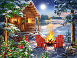 Springbok Christmas Cabin 500 Piece Jigsaw Puzzle for Adults or Children Designed for Holiday Fun- Made in The USA with Precision fit Pieces for a Great Puzzling Experience Springbok