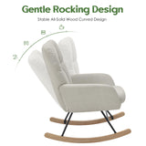 AYEASY Rocking Chair Nursery, Teddy Baby Nursery Rocking Chairs, Modern Nursing Chair for Breastfeeding, Nursery Rocker for Small Spaces Indoor, Accent Glider Chairs for Living Room, Bedroom, Beige AYEASY