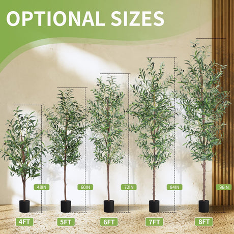 CETRD Artificial Olive Tree, 6FT Tall Faux Olive Trees 72in Outdoor Fake Potted Silk Plant with Trunk and Realistic 648 Leaves and 24 Fruits for Modern Office Home Decor Indoor（1pack） CETRD