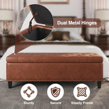 FiveWillowise Storage Bench, 51-Inch Large Storage Ottoman, 30 Gallons, Modern Faux Leather Ottoman with Storage, Rectangle Storage Ottoman Bench for Bedroom, Living Room, Entryway, Hallway, Brown FiveWillowise