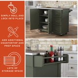 Homestyles Mobile Kitchen Island Cart with Stainless Steel Top, Sage Green homestyles