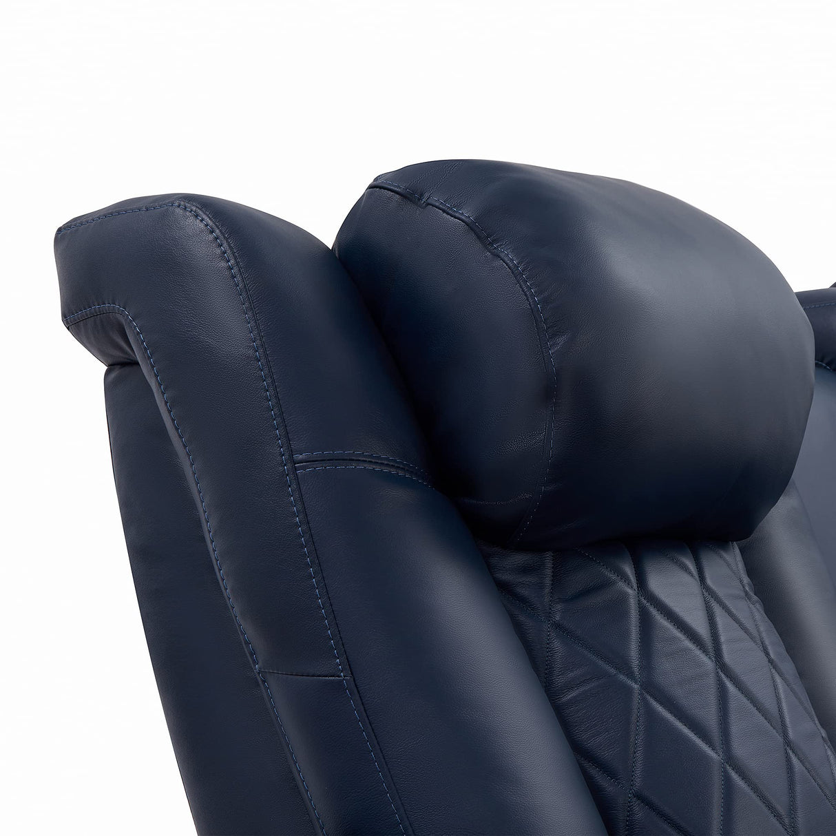 Valencia Tuscany Home Theater Seating | Premium Top Grain Italian Nappa 11000 Leather Power Recliner Chair with Lumbar Support & Headrest (Row of 3, Navy Blue) VALENCIA THEATER SEATING