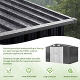 DAUSOLA 10x8 FT Outdoor Storage Shed, Metal Garden Tool Shed with Updated Frame Structure and Lockable Doors, Ideal for Backyard Garden Patio Lawn, Grey DAUSOLA