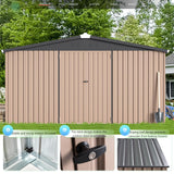 AECOJOY 12' x 12' Shed Metal, Outdoor Storage Sheds & Outdoor Storage 12' x 12' with Lockable Doors, Large Steel Yard Shed, Utility and Tool Storage for Garden, Backyard, Patio, Outside use in Grey AECOJOY