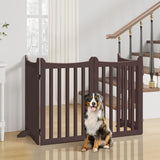 Yaheetech 36" H Extra Tall Freestanding Pet Gate 4-Panel Wooden Dog Fence with 2 Support Feet Folding Dog Gate for Indoor, Stairs, Doorway, Halls, Kitchen Wooden Pet Barrier Espresso, 79.5" L x 36" H Yaheetech