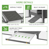 PawHut 100" Chicken Coop Wooden Chicken House Large Rabbit Hutch Poultry Cage Hen Pen Backyard with Double Run, Nesting Box PawHut