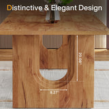 Tribesigns Modern Dining Table for 6 to 8 People, 71" Large Kitchen Dining Table with Wood Pedestal Base, Rectangular Long Dinner Table for Kitchen, Dining Room, Living Room, Rustic Brown Tribesigns