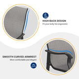 UDPATIO Patio Chairs Bar Stools Set of 4,Outdoor Bar Height Chairs with High Back and Armrest,Metal Frame and Breathable Textilene for Balcony,Pool,Deck,Garden(Grey White) UDPATIO