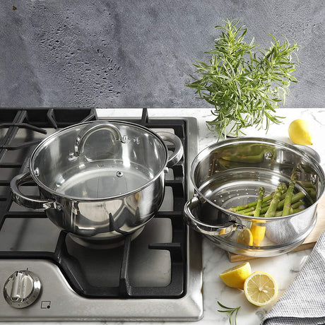 Oster Sangerfield Stainless Steel Cookware, 3.0-Quart Dutch Oven w/Steamer Basket Oster
