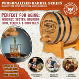 Thousand Oaks Barrel Co. Personalized 1 Liter Oak Aging Barrel Dispenser with Wood Stand, Bung & Spigot - Age Cocktails, Bourbon, Whisky, Rum, Tequila, Mead Wine - 1L Mini Whiskey Aging Barrels (P5) THOUSAND OAKS BARREL