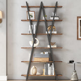 LIKEMET 74 Inch Industrial Tall Bookshelf, 6 Tier Bookshelf, Free Standing Open Book Shelves Storage Display Shelf, Book Shelf for Living Room, Home Office, Rustic Brown LIKEMET