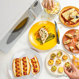 Nostalgia Modern Retro Countertop Microwave Oven - 900-Watt - 0.9 cu ft - 12 Pre-Programmed Cooking Settings - Digital Clock - Kitchen Appliances - White Nostalgia