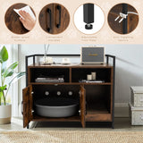 Giantex Cat Litter Box Enclosure - Cat Washroom Hidden Furniture with Front Entry, Cat Scratcher, 2-Door Storage Cabinet, 2 Compartments, Air Vents, Metal Frame, Wooden Pet Crate House (Rustic Brown) Giantex