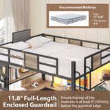 Dnxao Full Loft Bed with Desk and 5 Storage Drawers, Loft Bed Full Size with Desk,1 Bedside Organizer,Removable Ladder,LED Lights and Charging Station,Clothes Rail,Safety Guard,Oak Gray Dnxao