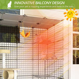 Oneluck Outdoor Cat House Cat Cages Enclosure with Super Large Enter Door, 55L x 41W x41H Balcony Cat Playpen with Platforms,DIY Kennels Crate Large Exercise Place Ideal for 1-3 Cats Oneluck