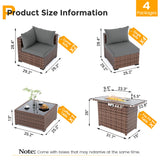 UDPATIO Outdoor Patio Furniture Set with Fire Pit Table, 8 Piece Outdoor Sectional Sofas, All-Weather Wicker Patio Conversation Set for Garden, Backyard Dark Grey UDPATIO