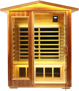 LTCCDSS Outdoor Red Cedar Sauna 2 Person Far Infrared Sauna, Red Cedar Canadian, Withstand Outdoor Temp -10℉-149℉| Low EMF Sauna Room for Home-9 Low EMF Heaters-Chromotherapys-Bluetooth Speaker LTCCDSS