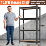 ErgoNova 4 Tier Garage Shelving Wood Storage Shelves 4000 lb Load Capacity Adjustabl Shelf Units 45.6" H*23.6" W*11.8" D Metal Shelving Suitable for Basement Warehouse Pantry,Black ErgoNova