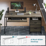 Bestier Office Desk with Drawers, 55 inch Industrial Computer Desk with Storage, Wood Teacher Desk with Keyboard Tray & File Drawer for Home Office, Dark Gray Oak Bestier