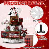 GlikCeil 20 Pcs Rustic Christmas Tiered Tray Decor Red and Black Buffalo Plaid Wooden Tiered Tray Decor for Farmhouse Christmas Winter Snowflake Wooden Table Centerpiece Sign Xmas Gift for Home Shelf GlikCeil