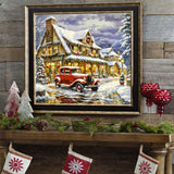 Christmas Truck Diamond Painting Kits for Adults Beginners,DIY Winter House Car Diamond Art,5D Full Round Drill Diamond Dot Gem Art Kits, Home Wall Decor 14x14 Inch AREOPNMG