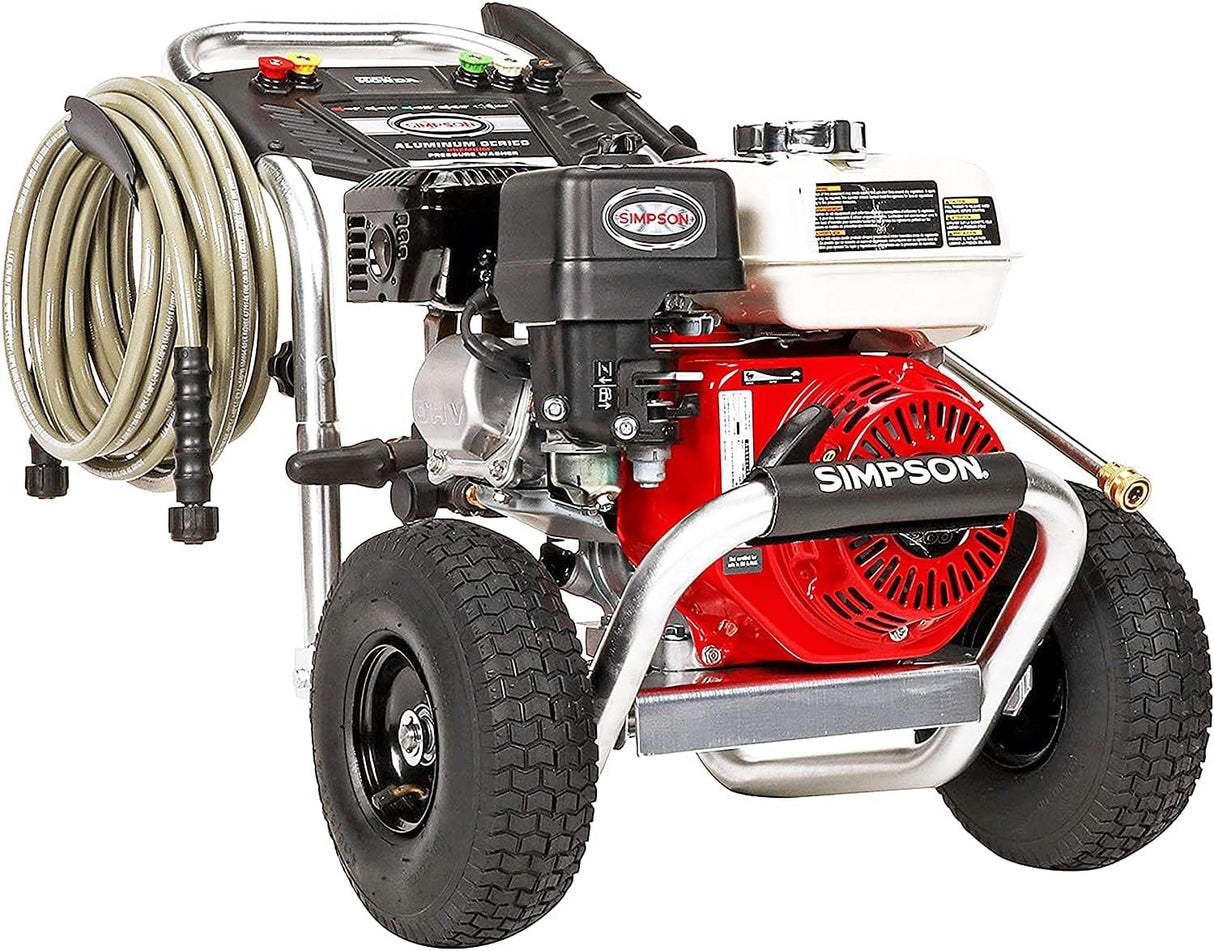 SIMPSON Cleaning ALH3425 Aluminum Series 3600 PSI Gas Pressure Washer, 2.5 GPM, Honda GX200 Engine, Includes Spray Gun and Extension Wand, 5 QC Nozzle Tips, 5/16-inch x 35-foot MorFlex Hose, 49-State SIMPSON